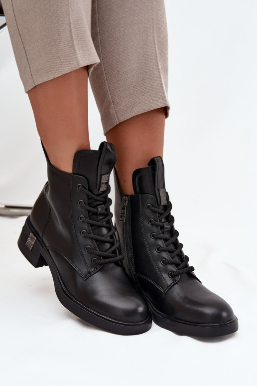 Pelle Stivali da donna Con tacco basso Vinceza 66818 colore nero