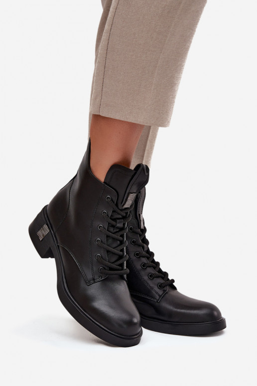 Pelle Stivali da donna Con tacco basso Vinceza 66818 colore nero