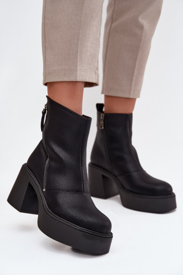 Pelle riscaldamento Stivali da donna e piattaforma Vinceza 66831 colore nero