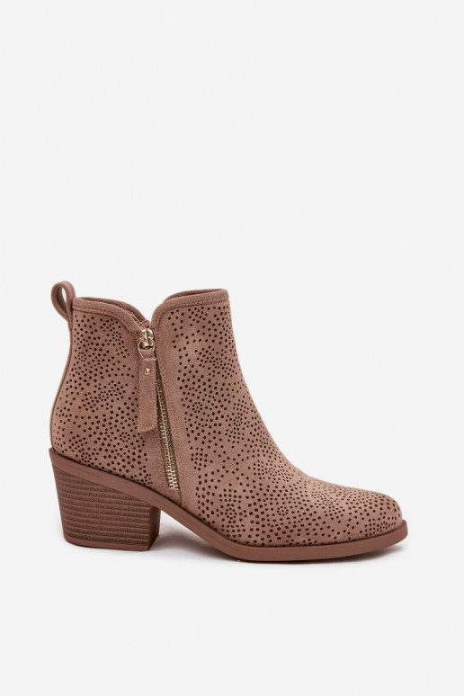 stivali stile coAboy Femminile con i tacchi S.Barski HY52-538 beige