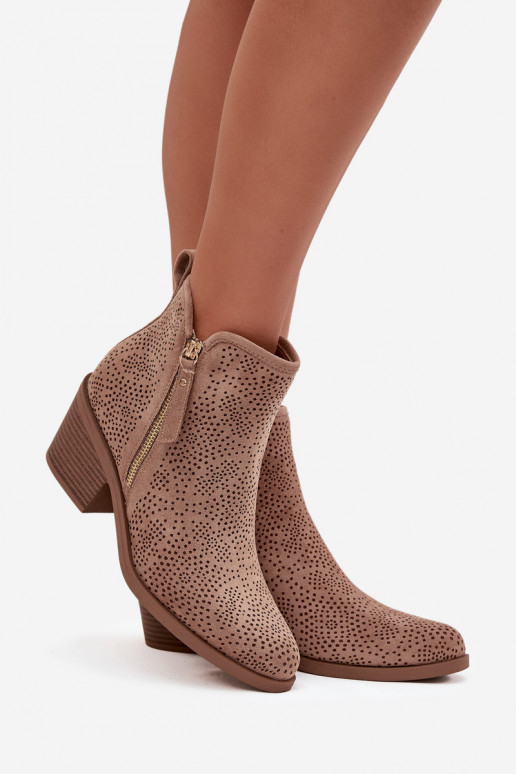 stivali stile coAboy Femminile con i tacchi S.Barski HY52-538 beige