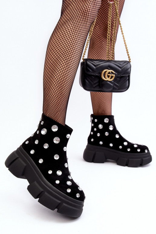 dalla pelle scamosciata riscaldamento Stivali con gli occhi lucenti D&A MR52-205 colore nero