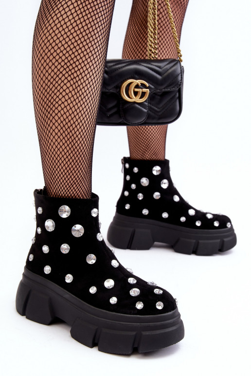 dalla pelle scamosciata riscaldamento Stivali con gli occhi lucenti D&A MR52-205 colore nero