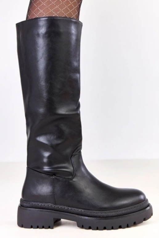 Stivali neri in pelle sintetica per... Stivali neri in pelle sintetica per...