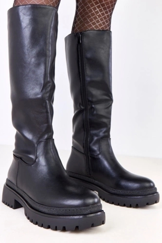 Stivali neri in pelle sintetica per... Stivali neri in pelle sintetica per...