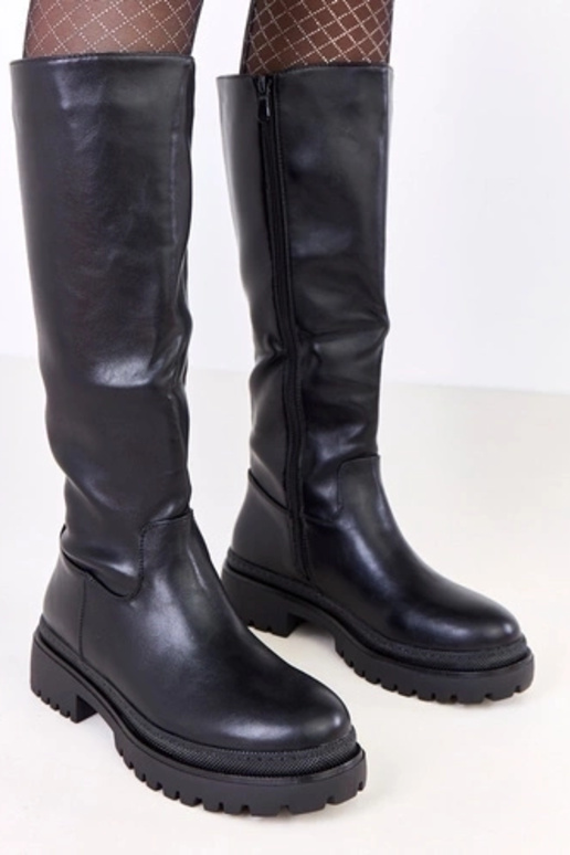 Stivali neri in pelle sintetica per... Stivali neri in pelle sintetica per...