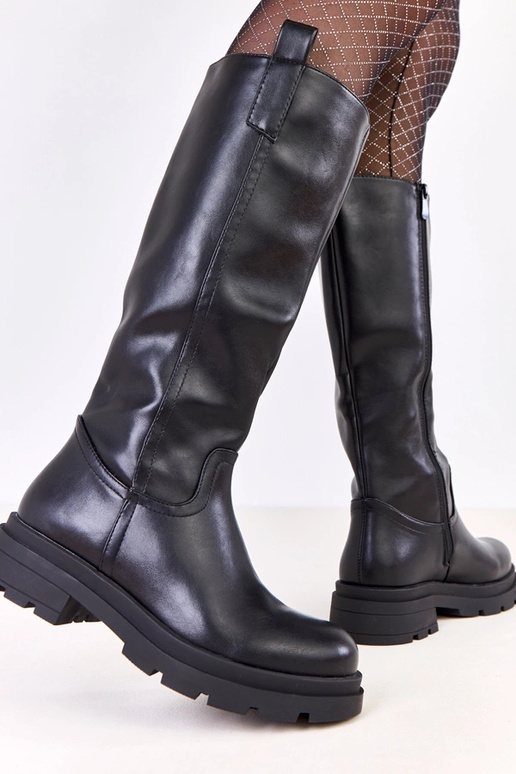 Stivali neri in pelle sintetica per... Stivali neri in pelle sintetica per...