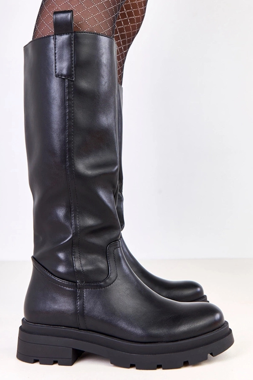 Stivali neri in pelle sintetica per... Stivali neri in pelle sintetica per...