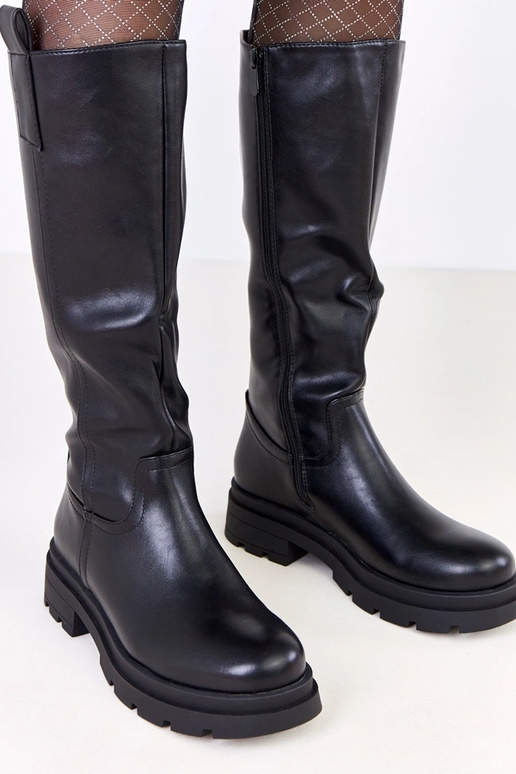 Stivali neri in pelle sintetica per... Stivali neri in pelle sintetica per...