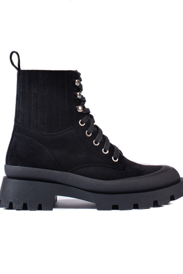 colore nero legato dalla pelle scamosciata scarpe 2