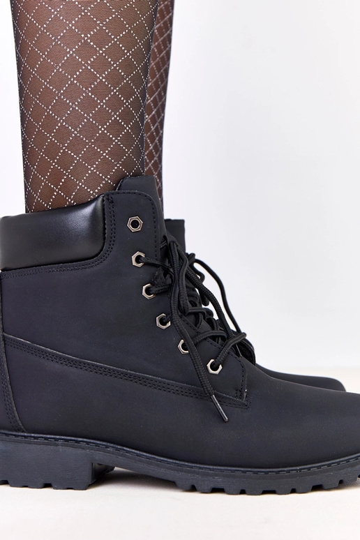 Czarne traperki damskie ocieplane...