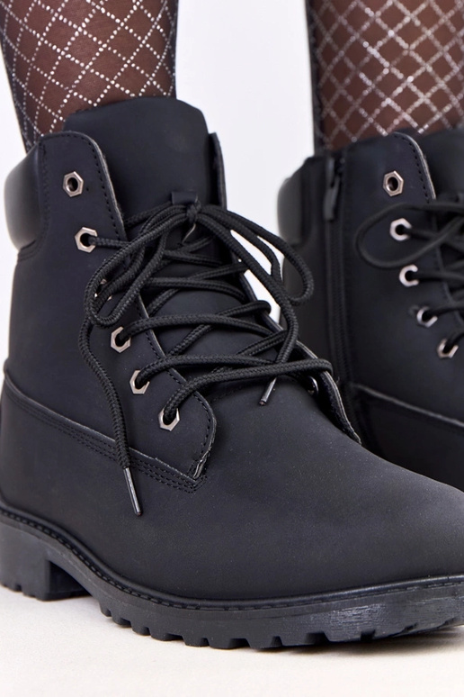 Czarne traperki damskie ocieplane...