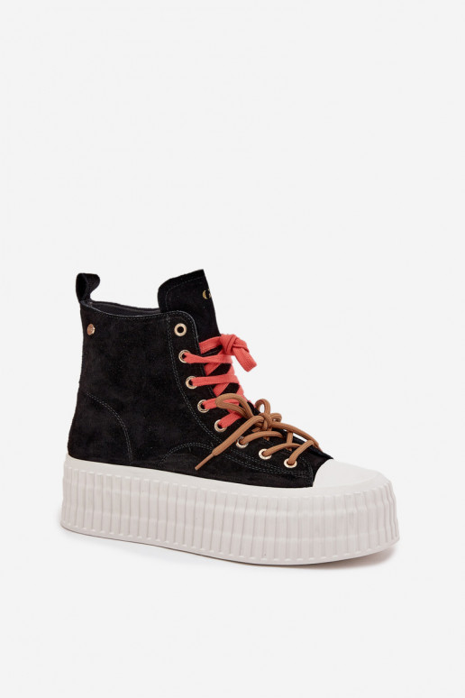 dalla pelle scamosciata riscaldamento Scarpe per il tempo libero con una piattaforma GOE SS2N4046 colore nero