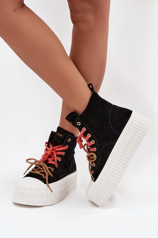 dalla pelle scamosciata riscaldamento Scarpe per il tempo libero con una piattaforma GOE SS2N4046 colore nero