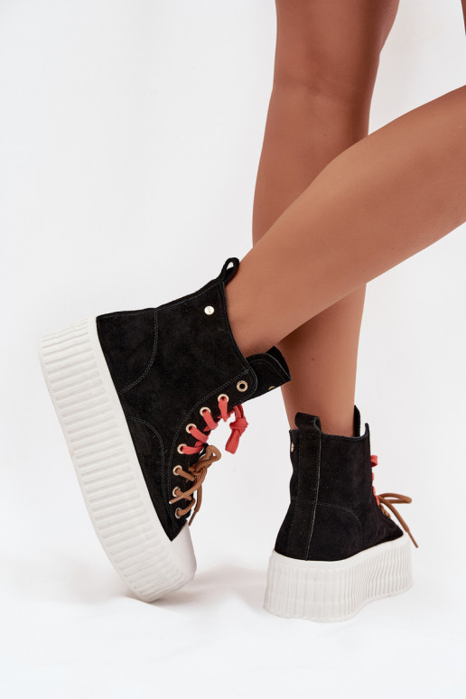 dalla pelle scamosciata riscaldamento Scarpe per il tempo libero con una piattaforma GOE SS2N4046 colore nero