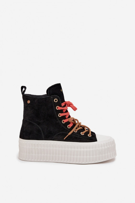 dalla pelle scamosciata riscaldamento Scarpe per il tempo libero con una piattaforma GOE SS2N4046 colore nero