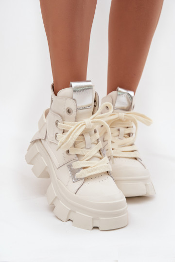 Pelle riscaldamento Stile sportivo Stivali GOE SS2N4055 Colore bianco