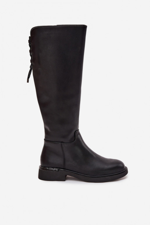 riscaldamento stivali da donnaAbilitatoturalnej Skóry con tacchi larghi Vinceza 66822 colore nero