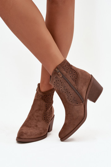 Stivali da donna con elementi traforati con i tacchi S.Barski HY52-529 colore marrone 2