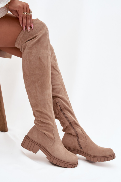 stivali da donna sopra il ginocchio S.Barski HY42-122 beige stivali da donna sopra il ginocchio S.Barski HY42-122 beige