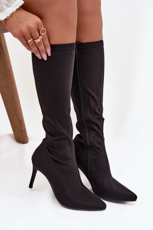  stivali da donna con tacchi sottili S.Barski HY52-513 colore nero