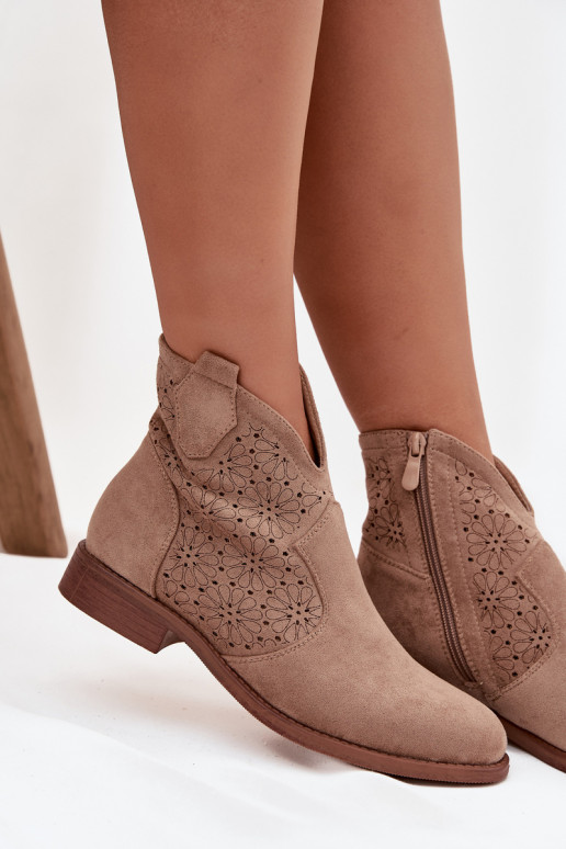 Stivali da donna con tacchi larghi S.Barski HY52-532 beige