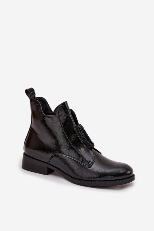 con effetto vernice riscaldamento Stivali da donna Con decorazioni Detalem S.Barski HY52-525 colore nero