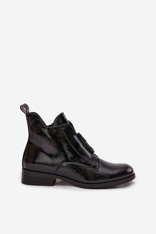 con effetto vernice riscaldamento Stivali da donna Con decorazioni Detalem S.Barski HY52-525 colore nero