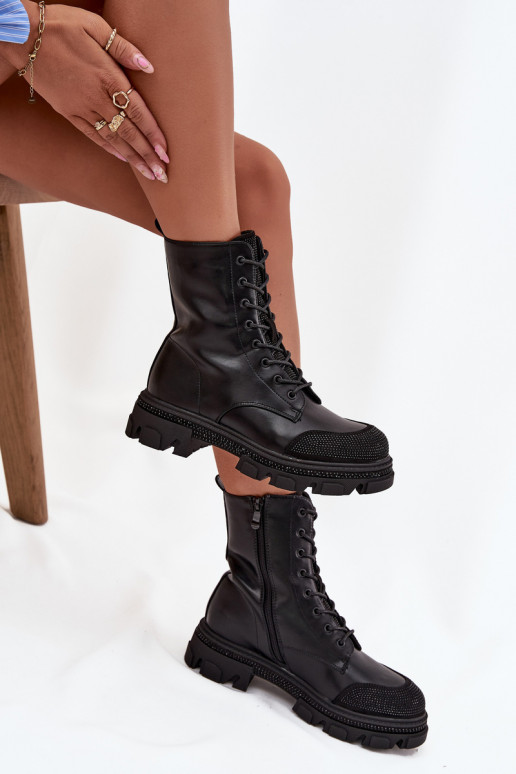 Stivaletti da lavoro Femminile riscaldamento Con decorazione S.Barski HY42-982 colore nero