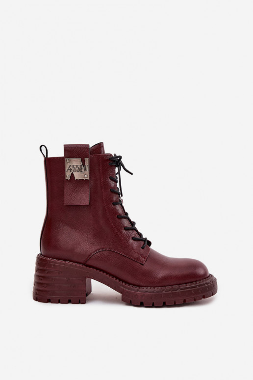 Pelle Stivaletti da lavoro Femminile Klocke Con decorazioni Detalem Artiker 57C0211 Borgogna