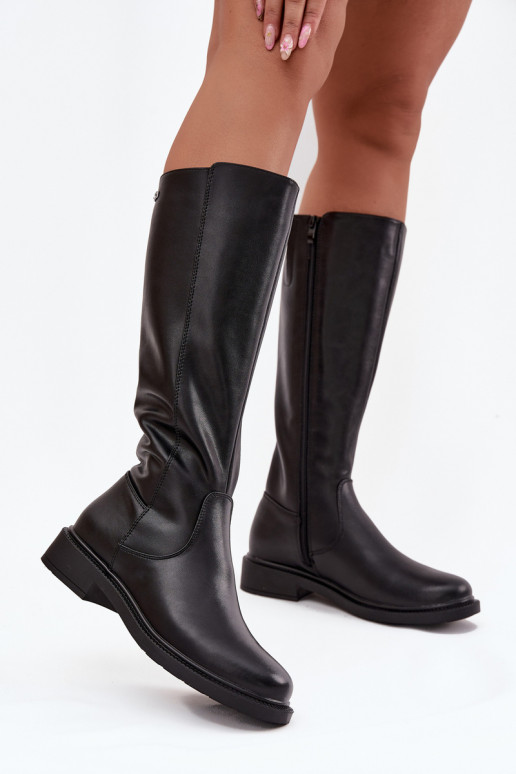 Pelle Stivali caldi con tacchi larghi Sergio Leone KZ25600-S colore nero Pelle Stivali caldi con tacchi larghi Sergio Leone KZ25600-S colore nero