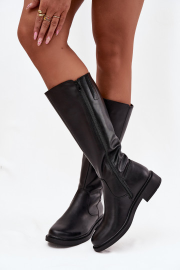 Pelle Stivali caldi con tacchi larghi Sergio Leone KZ25600-S colore nero 2