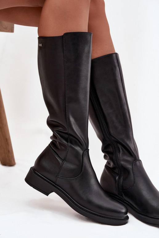 Pelle Stivali caldi con tacchi larghi Sergio Leone KZ25600-S colore nero Pelle Stivali caldi con tacchi larghi Sergio Leone KZ25600-S colore nero