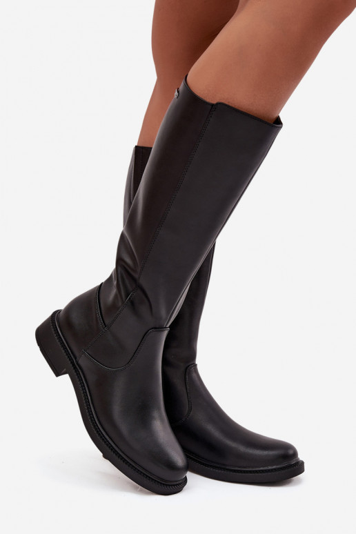 Pelle Stivali caldi con tacchi larghi Sergio Leone KZ25600-S colore nero Pelle Stivali caldi con tacchi larghi Sergio Leone KZ25600-S colore nero