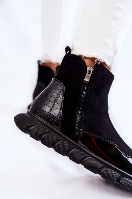 dalla pelle scamosciata Femminile Stivali modello sneakers colore nero Anita