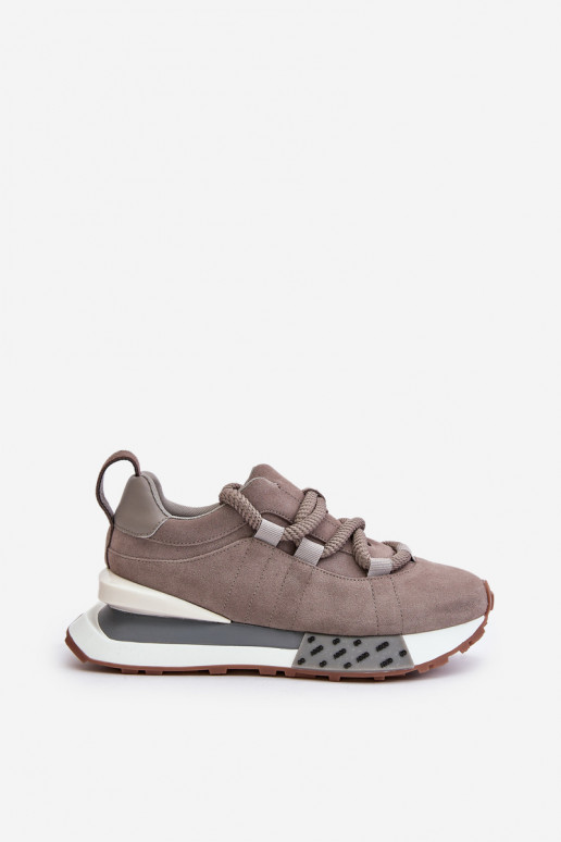 dalla pelle scamosciata Scarpe modello sneakers Femminile con una piattaformaGrubym Allacciaturam Artiker 54C1463 colore grigio