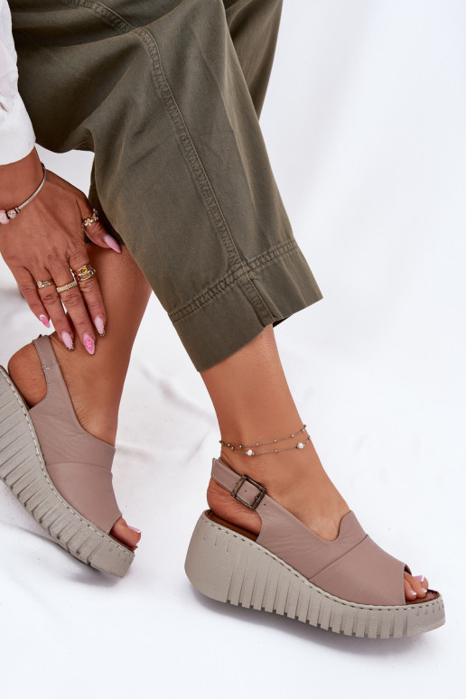 Sandali da donnaAbilitatoturalnej Skóry Su un cuneo Artiker 54C0788 beige