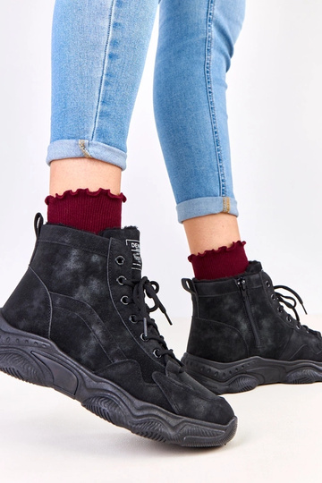 Scarpe da lavoro nere in suede sintetico con pelliccia, Chakles 2