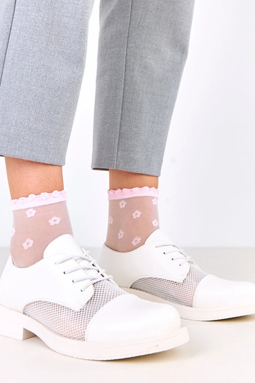 Stivaletti bianchi da donna con rete sulla gamba, Moris