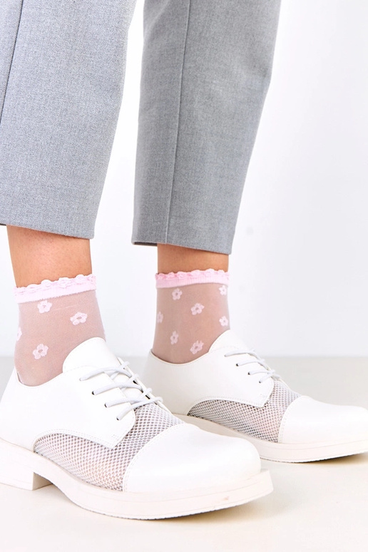 Stivaletti bianchi da donna con rete...