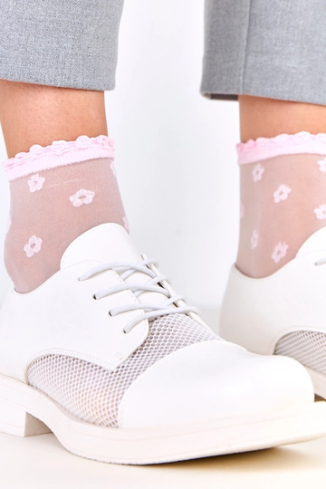 Stivaletti bianchi da donna con rete sulla gamba, Moris 2