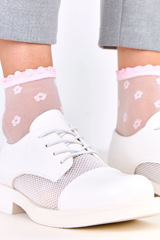 Stivaletti bianchi da donna con rete...