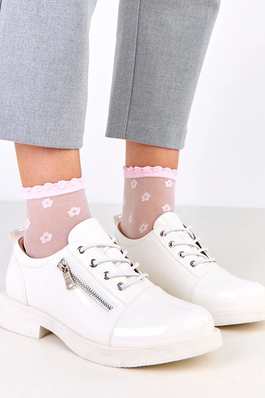 Stivaletti laccati bianchi da donna,...