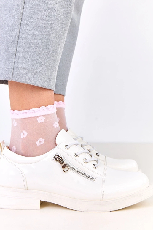 Stivaletti laccati bianchi da donna,...