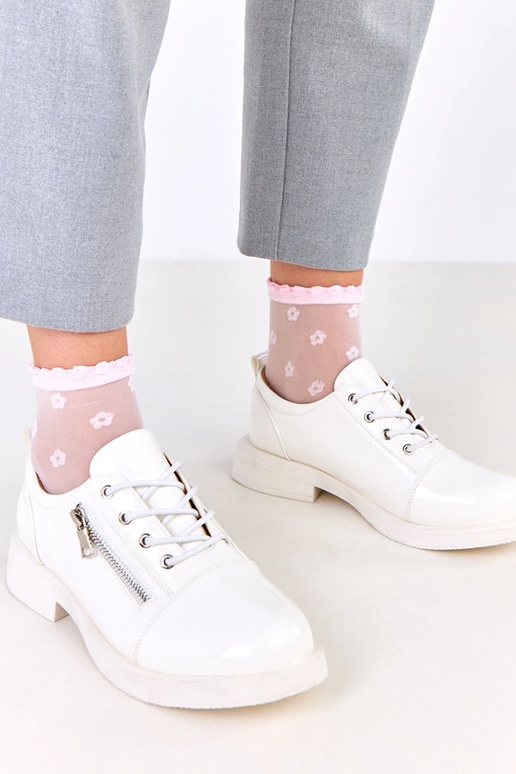 Stivaletti laccati bianchi da donna,...