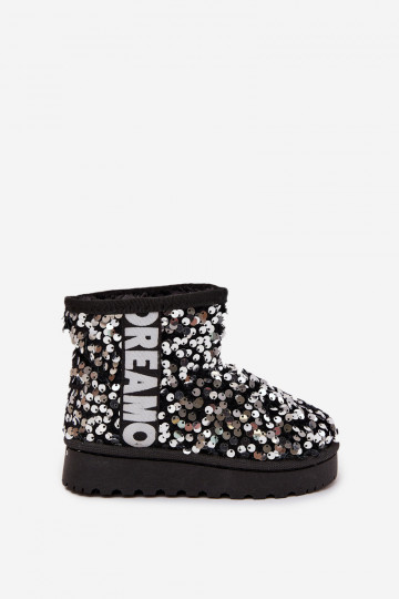 Doposci per bambini Stivali riscaldamento con scaglie lucide Nero e-color argento Rebbica 2