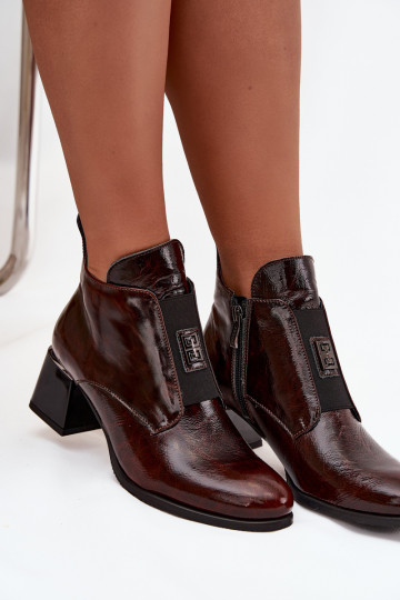 Pelle con effetto vernice Stivali Klocke Con decorazioni Detalem riscaldamento Zazoo 60560 Deverrone scuro