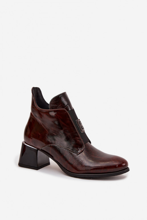 Pelle con effetto vernice Stivali Klocke Con decorazioni Detalem riscaldamento Zazoo 60560 Deverrone scuro