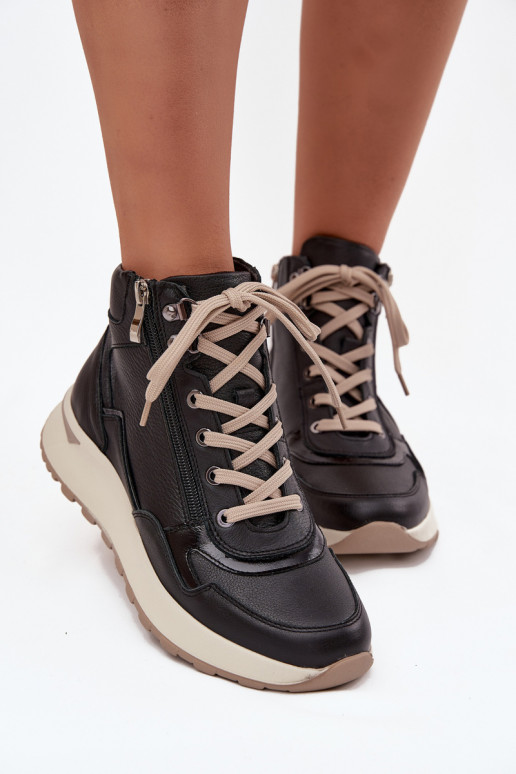 Stivali Stile sportivo Femminile con una piattaformaAbilitatoturalnej Skóry Zazoo Z1239 colore nero