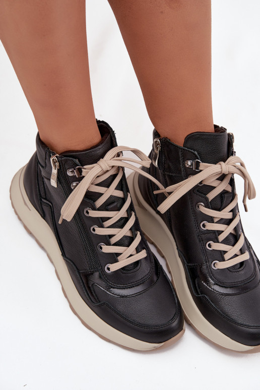 Stivali Stile sportivo Femminile con una piattaformaAbilitatoturalnej Skóry Zazoo Z1239 colore nero